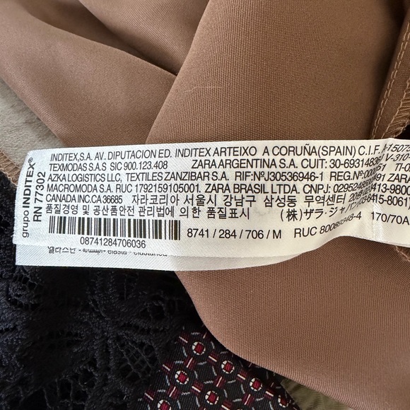 Zara Elegant Brown Satin Skirt with Black Lace Trim size M - Picture 12 of 13